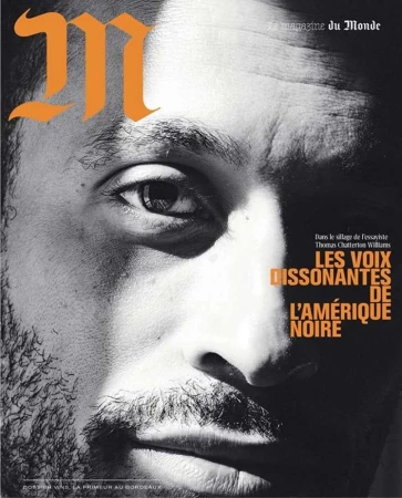 Monochrome portrait of a man with the text 'LES VOIX DISSONANTES DE L'AMERIQUE NOIRE' (The Dissonant Voices of Black America).