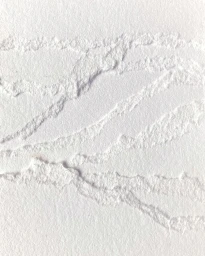 Close-up of textured white paper art with raised tactile embossed lines and torn edges created by Cloe Vriet