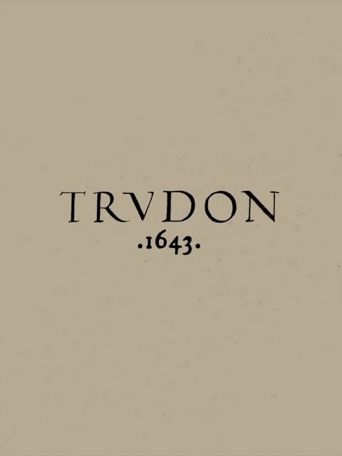 Text graphic featuring the word "TRVDON" and the year "1643" in a serif typeface against a neutral background.