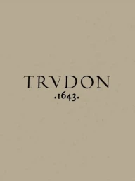 Typographic brand logo reading TRVDON .1643. centered on a textured pale taupe background with subtle grain.