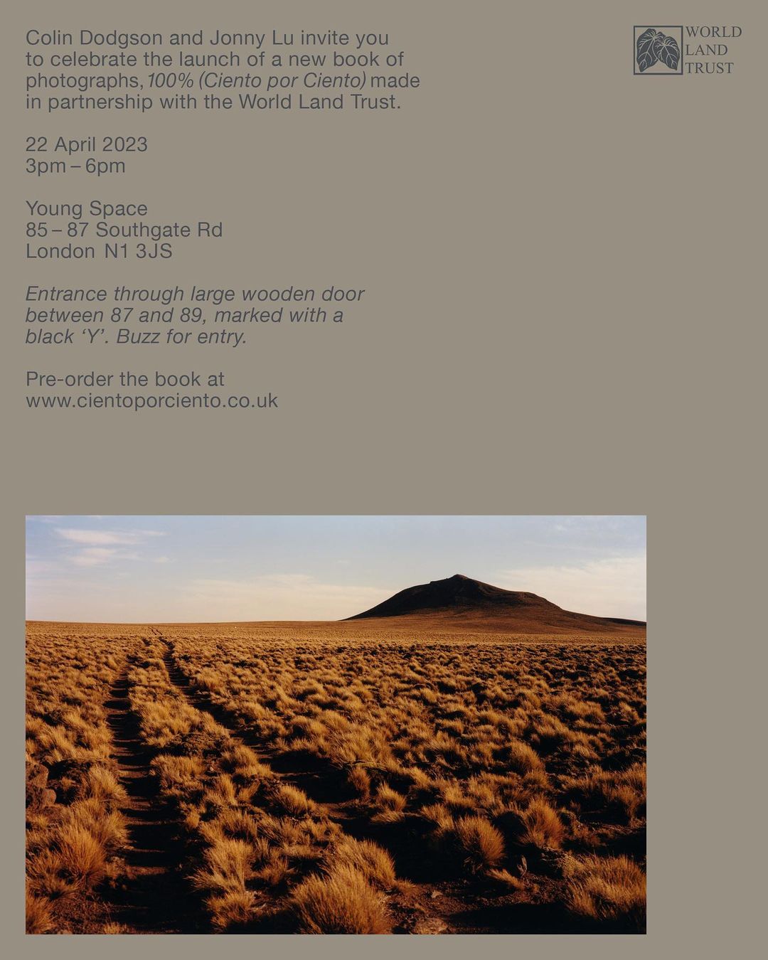 Landscape with arid grassland and a small mountain in the distance, bathed in the soft light of either early morning or late afternoon.