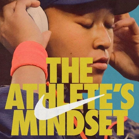 Close-up of a young person wearing headphones and a wristband, with Nike branding. The image showcases a fitness and technology theme.