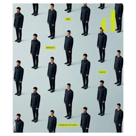 Magazine cover featuring a grid of adult males in dark suits against a pale background, with yellow text elements.