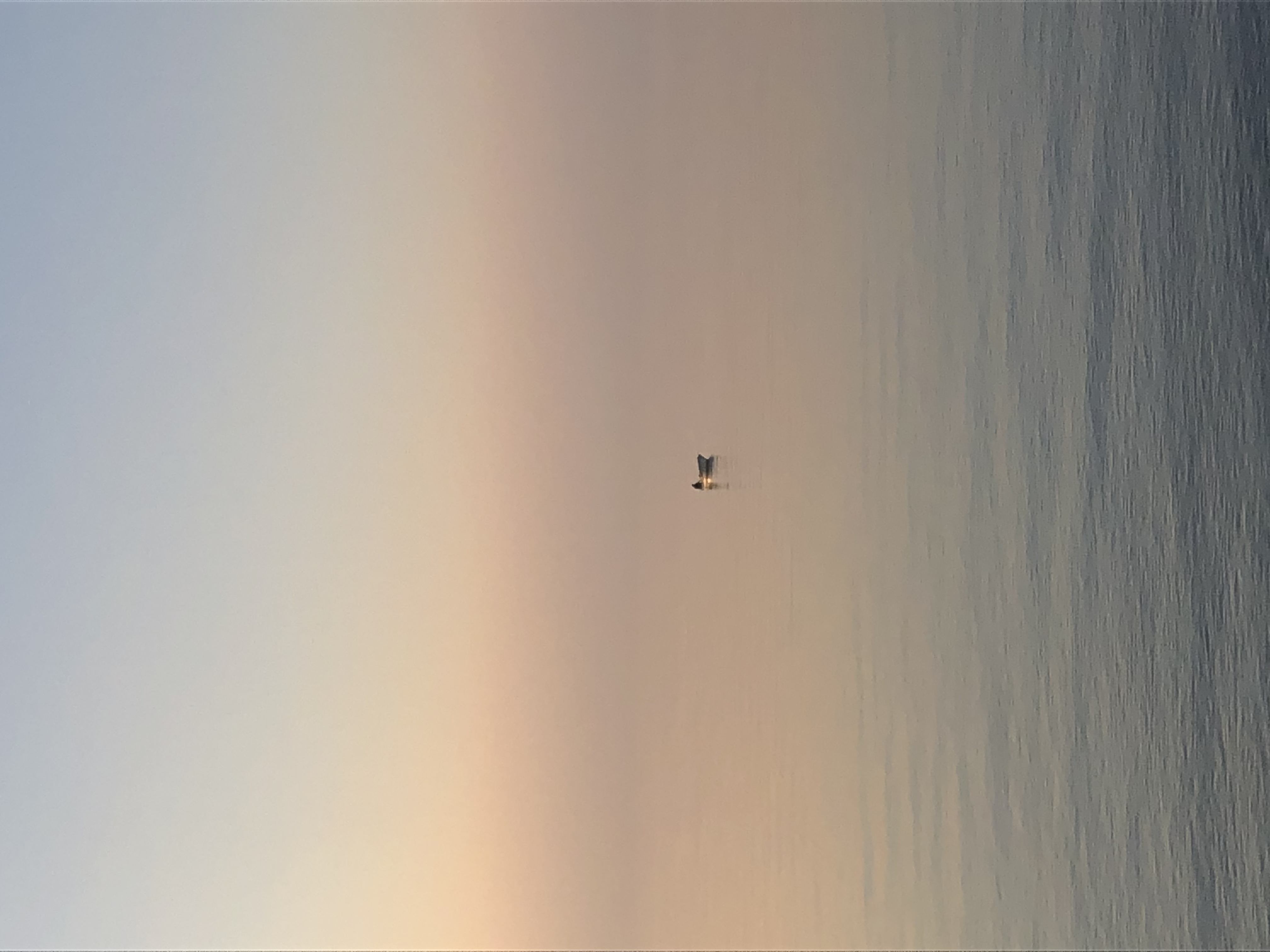 A solitary rowboat floats serenely on calm water at dawn, with soft pastel hues painting the sky in shades of pink and blue.