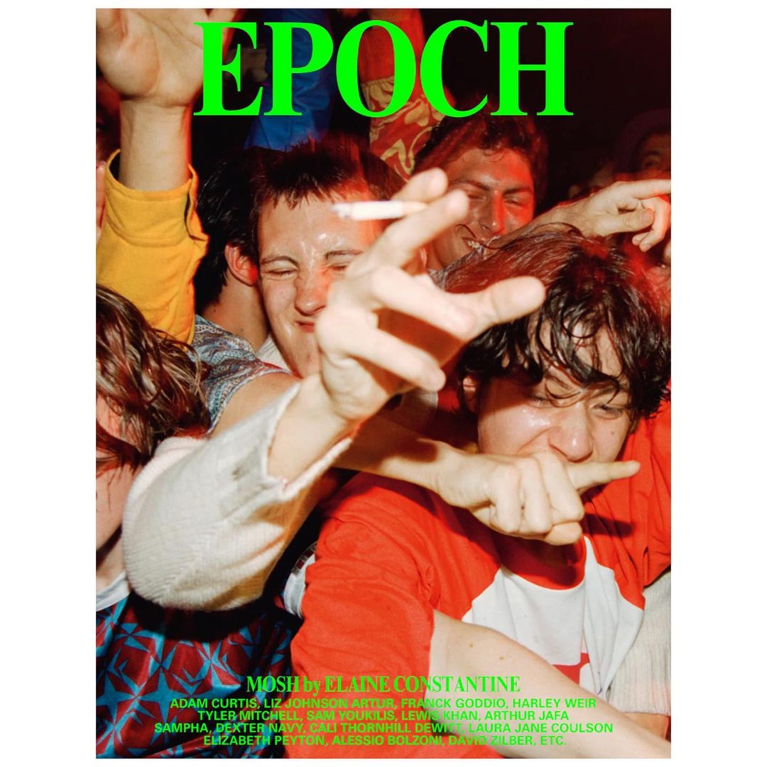 Magazine cover featuring a close-up of a crowd of young adults at a music event, bathed in atmospheric lighting, and styled in an editorial format.