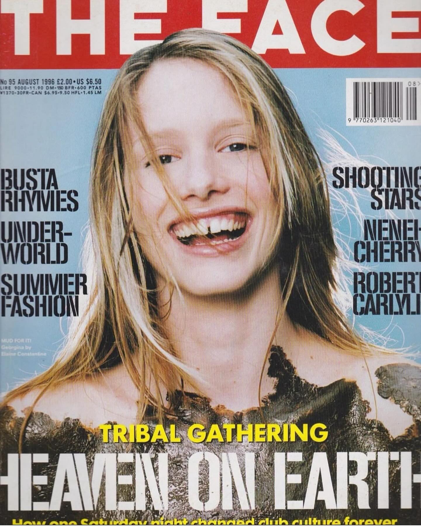 Blonde woman smiles on The Face magazine cover, featuring fashion and music content. Cover includes article titles and issue details.