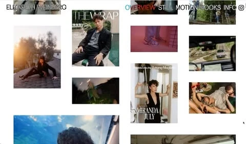 Collage of fashion magazine covers and editorial style photographs featuring women and men in various indoor and outdoor settings.