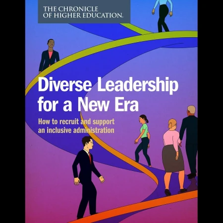 Illustrated book cover with diverse figures walking up colored paths, titled 'Diverse Leadership for a New Era'.
