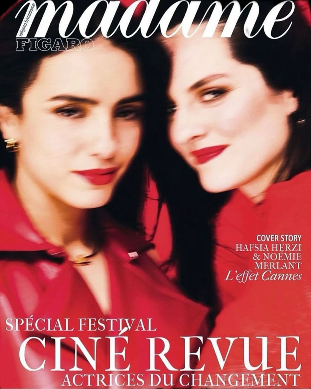 Magazine cover featuring two adult women with red lipstick, wearing red jackets. The cover advertises a special film festival edition.