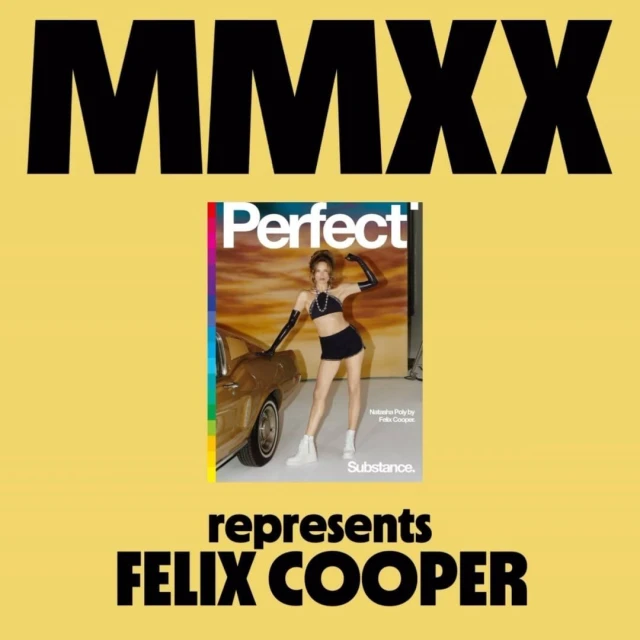 Magazine cover features Natasha Poly posing in a black outfit next to a vintage car against an earth-tone backdrop. Bold text.