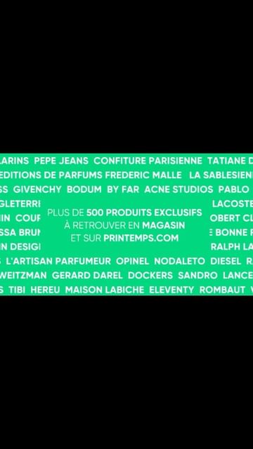 Bright green background featuring various brand names such as Givenchy, Acne Studios, Lacoste, Diesel, and Sandro, among others.