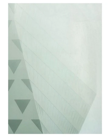Abstract geometric patterns and a light green color palette create a minimalist modern art design, evoking a calm and serene atmosphere.