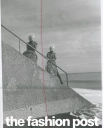 Two women with styled hair standing on a concrete ramp near water by Fumiko Imano