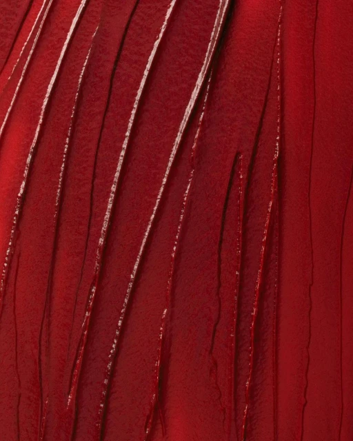 Macro texture of vibrant, glossy red lipstick swatches shows creamy consistency, light reflection, and rich pigmentation, good for beauty concept.
