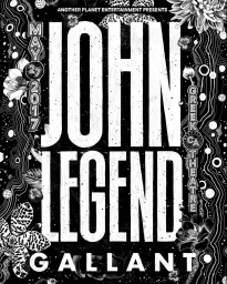 Black and white concert poster featuring intricate botanical illustrations and bold typography by illustrator Gemma OBrien.