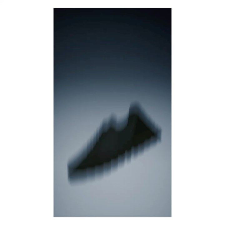 Abstract studio shot of athletic footwear with dynamic blur, blue color grading and atmospheric lighting.