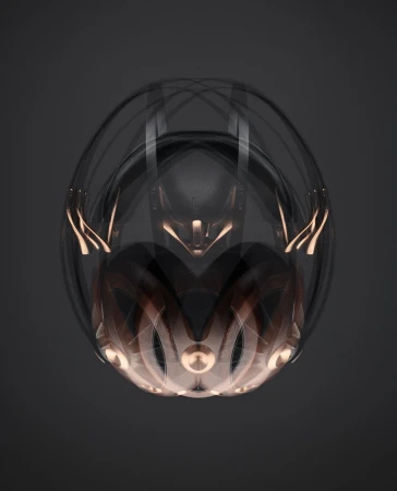 Futuristic bike helmet with a transparent outer shell and detailed internal structure, set against a dark gray background.