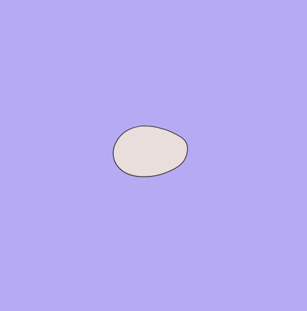 Illustration of a light beige, egg-shaped object with a dark outline, centered on a solid light purple background.