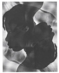 Monochrome multiple exposure portrait of a person in profile by photographer Jason Nocito