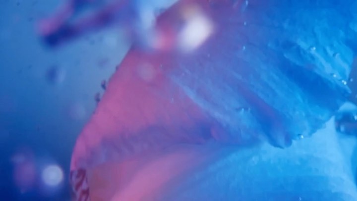 Abstract, textured background with a mix of pink and blue hues, creating a vibrant, ethereal feel with a sense of underwater motion.