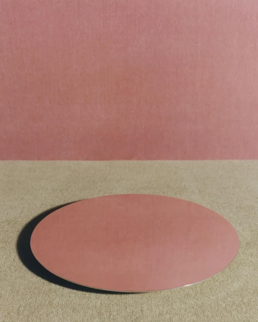 Minimalist studio shot of a pink oval against a pink backdrop, creating a monochromatic color palette with a modern, artistic aesthetic.