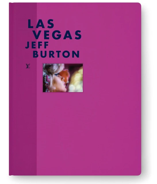 Las Vegas Jeff Burton book cover features a soft-focus image of a fair-skinned woman in sunglasses, set against a pink background.