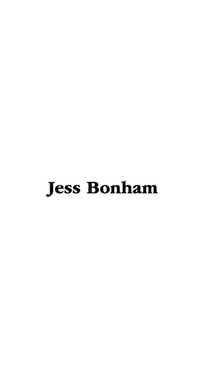 Text on a white background reads 'Jess Bonham' in a simple serif font. The text is centered in the frame.