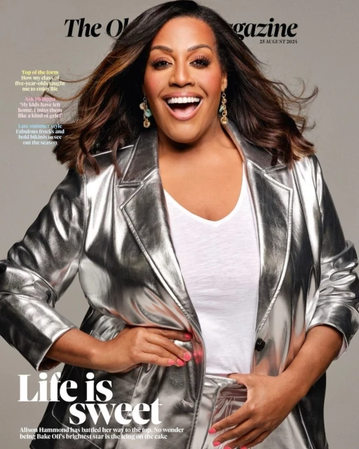 Magazine cover featuring smiling African-American woman in silver suit; The O Magazine, August 28, 2023; text “Life is Sweet.”