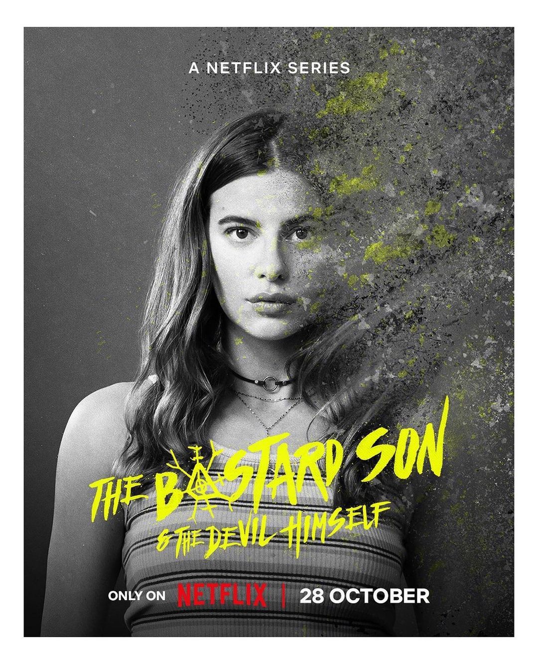 Poster for Netflix series 'The Bastard Son & The Devil Himself' featuring a young woman with long brown hair looking forward.