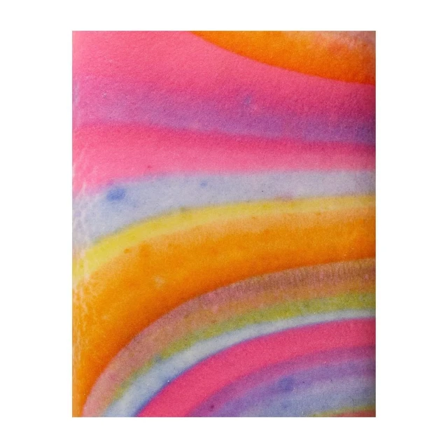 Abstract background with bright, colorful layers and textured effect in pink, orange, yellow, blue, and purple shades.