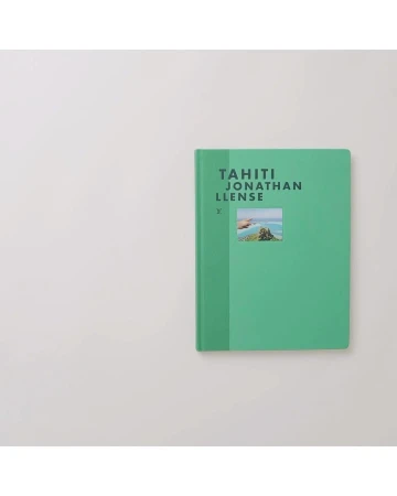 A light green book with the title 'Tahiti Jonathan Lense' in dark green text with a small image is set against a white background.