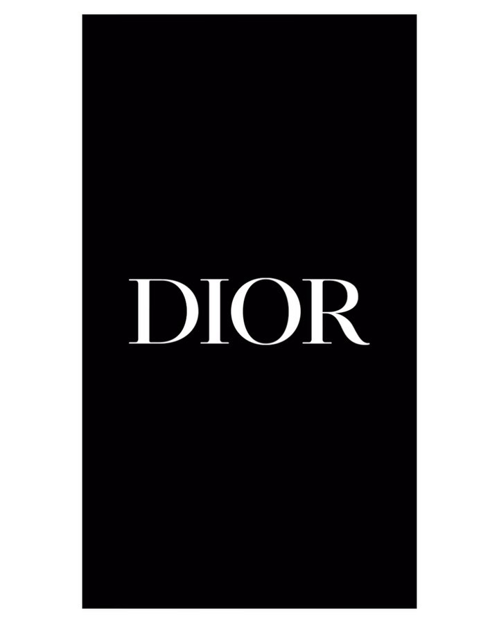 Elegant, high-contrast black and white graphic with bold 'DIOR' text, showcasing a minimalist design.