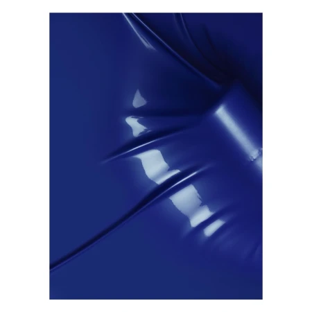 Close-up of vibrant, glossy royal blue fabric with intricate folds and dramatic shadows creating a dynamic, abstract, textured pattern.