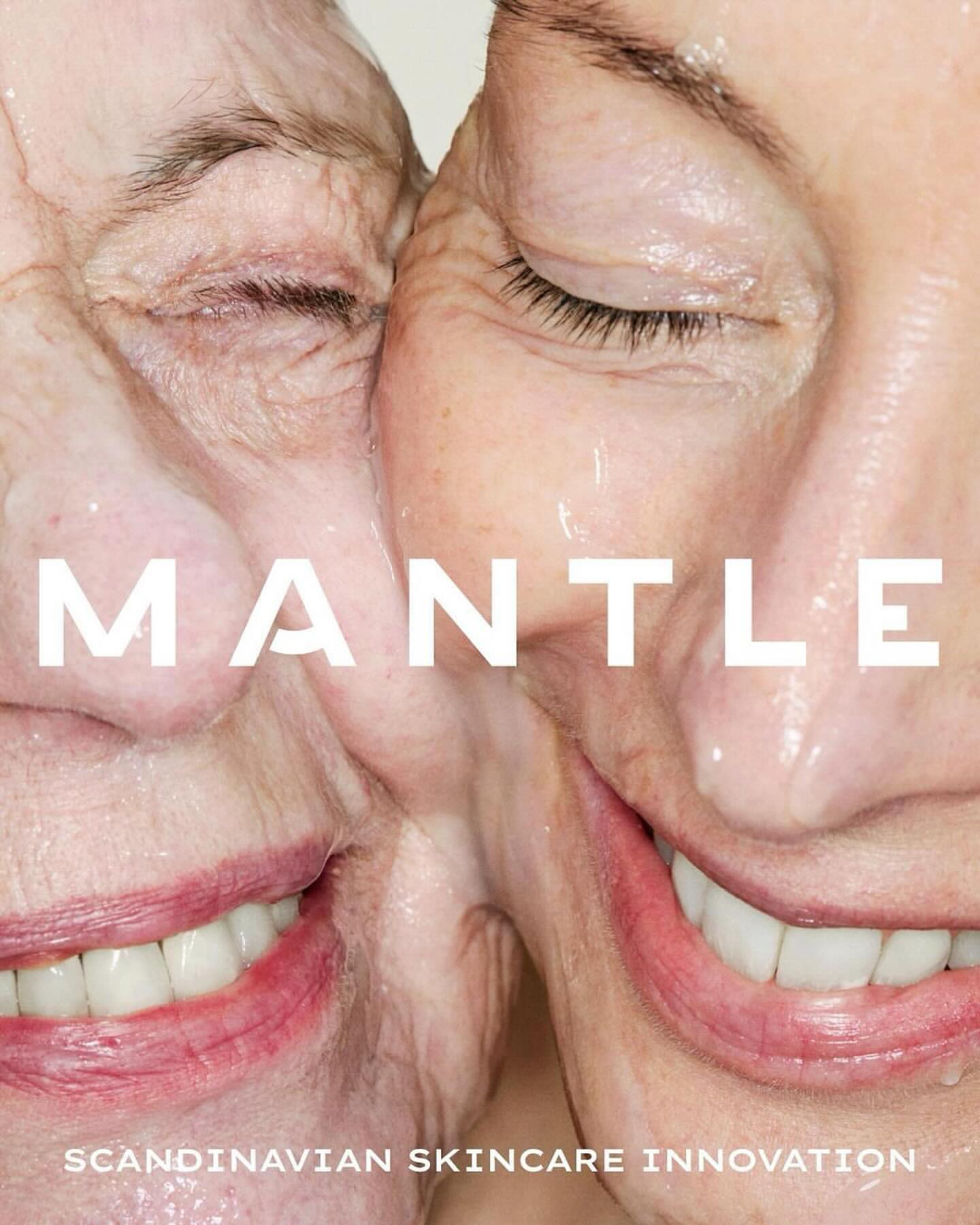 Close-up beauty shot: two women's faces pressed together, skin glistening with moisture, under bright lighting, promoting skincare.