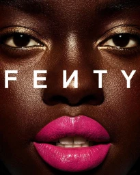 Close-up portrait of a Black woman with gold eyeshadow and vibrant pink lipstick by Marcus Ohlsson.