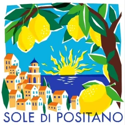 Vibrant illustration of bright yellow lemons hanging from a tree branch overlooking a coastal town and blue sea by Marie Doazan.