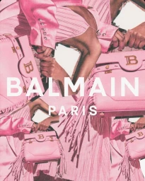 Collaged pink fashion photography featuring pink leather handbags with fringe and gold hardware by Mariya Pepelanova in Paris