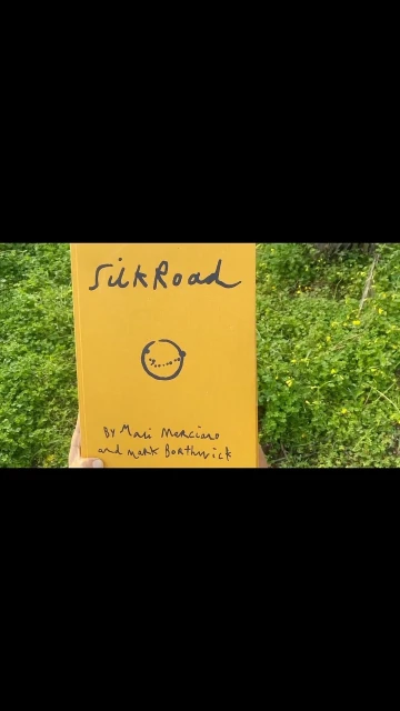 Book cover with text "Silk Road" rests on a lush green plant backdrop, suggesting themes of travel and nature.