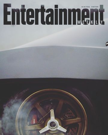 Entertainment Weekly digital cover featuring a car wheel with steam rising and a glimpse of the car's body and a desert landscape.