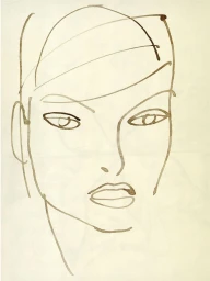 Minimalist ink portrait illustration of a woman face by Mats Gustafson on a pale paper background