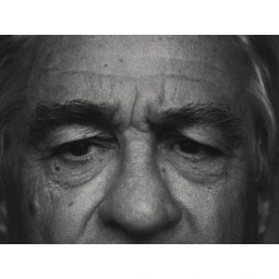 Close-up monochrome portrait of an elderly man face focusing tightly on his eyes and brow by Miller Mobley