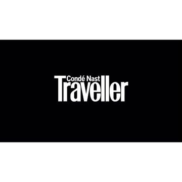 White Condé Nast Traveller logo typography centered against a solid black background.
