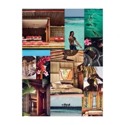 Mood board collage of travel and tropical resort photography by photographer Oliver Pilcher