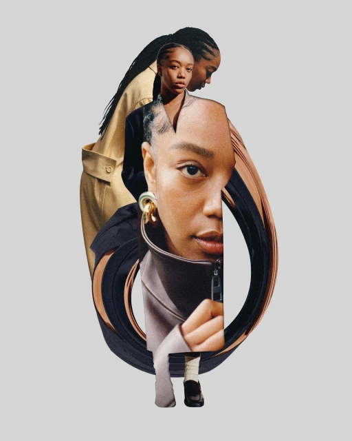 Fashion collage featuring three stylish Black women in a studio setting, showcasing modern apparel and accessories against a neutral backdrop.