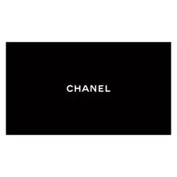 White Chanel logo centered on a solid black horizontal rectangular background.
