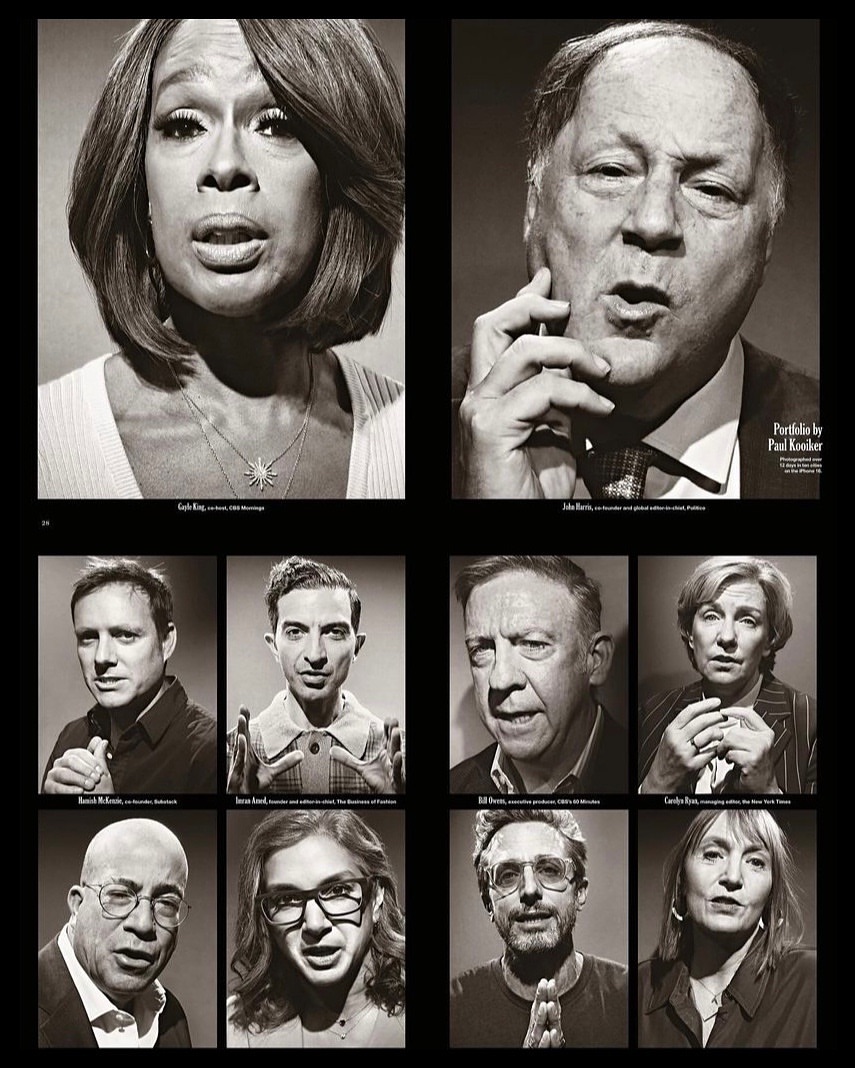 Black and white composite image featuring the portrait of nine different people looking directly at the camera with different facial expressions.