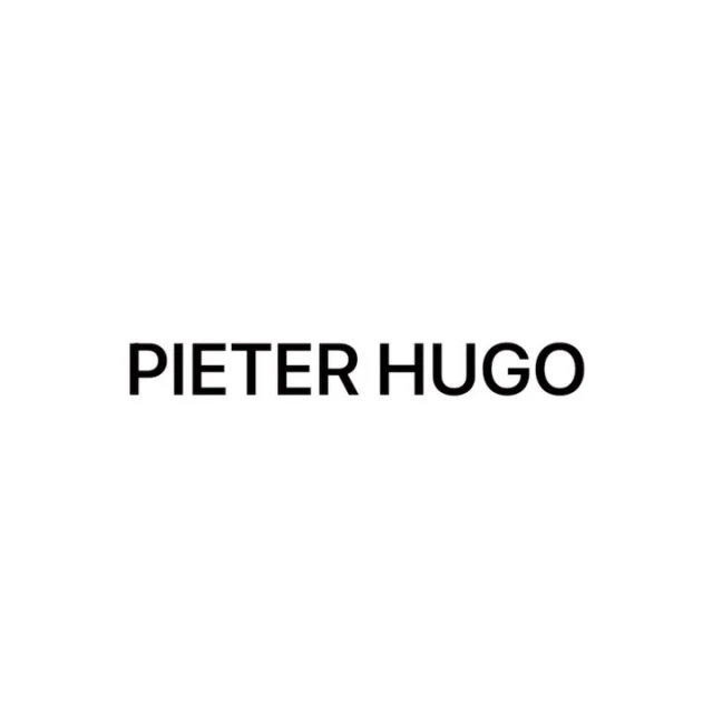 Text graphic with "PIETER HUGO" in black capital letters on a white background, simple and clean.