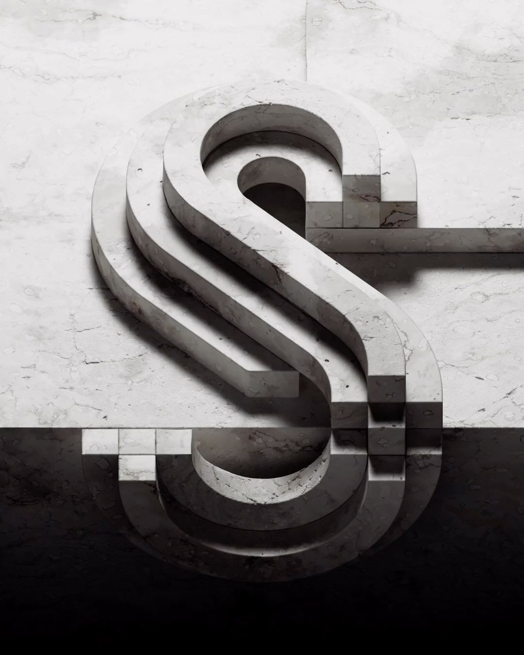 Abstract image featuring a textured, stepped-arch design against a concrete surface, creating a minimalist and geometric visual.