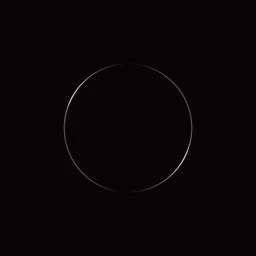 Minimalist digital illustration of a thin glowing silver circle centered on a solid black background.