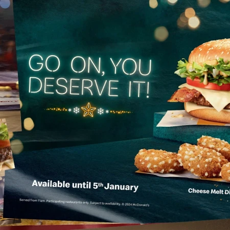 McDonald's promotional image features a burger, cheese melt dippers, and text stating 'Go on, you deserve it!' Available until January 5th.